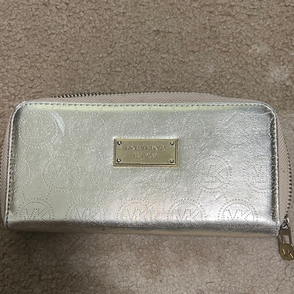 Michael Kors Handbags - Michael Kors Metallic Gold-Silver Zip Wallet